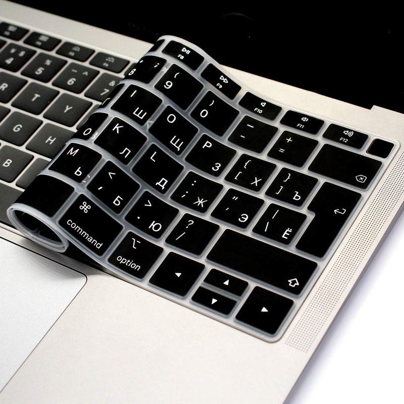HRH Russian Language Silicone Keyboard Cover Skin for MacBook Air 13 Inch 2018 Release A1932 with Retina Display and Touch ID,European Layout - Image 2